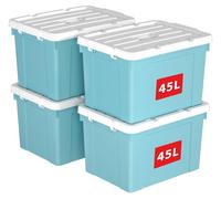 Omgoods - Coffret de 4 boîtes de rangement de 45 litres avec couvercle et poignée