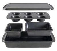 Omgoods - Coffret de 5 moules antiadhésifs - Comprend un moule à pain, un moule à muffins et plus encore