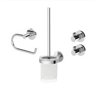 Omgoods - Coffret de démarrage Vida Chroom : 2 crochets, porte-rouleau de papier toilette et set de brosse WC