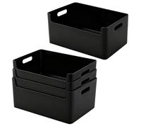 Omgoods - Coffret de rangement en plastique avec encoches, lot de 4, avec poignée