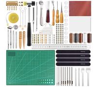 Omgoods - Coffret d'outils de 58 pièces - Coffret d'outils pour le travail du cuir - Couture manuelle - Accessoires de couture manuelle - Inclut du fil et des accessoires - Outils pratiques pour les b