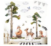 Omgoods - Décoration murale sur le thème des animaux de la forêt - Autocollant mural pour chambre d'enfant