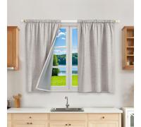 Omgoods - Ensemble de 2 rideaux occultants 100% - Gris/Blanc, offrant isolation thermique et protection contre le froid