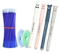 Omgoods - Ensemble de 26 recharges de stylos gel effaçables, encre bleue, motifs d'animaux mignons