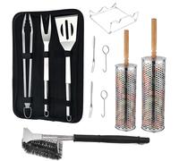 Omgoods - Ensemble de barbecue premium avec roulettes et brosse de nettoyage - Accessoires pour un plaisir optimal