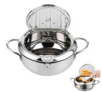 Omgoods - Friteuse de style japonais avec thermomètre, compatible avec les plaques à induction, 24 cm