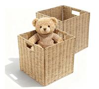 Omgoods - Lot de 2 paniers de rangement tressés avec poignées - Polyvalents pour la cuisine et la salle de bain