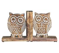 Omgoods - Lot de 2 supports de livres en bois avec motif hibou
