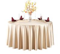 Omgoods - Nappe ronde en satin de 240 cm - Couleur champagne unie, lavable en machine et aspect luxueux