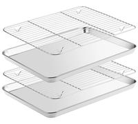 Omgoods - Plaque de cuisson en acier inoxydable avec grille de refroidissement - Lot de 2 plaques et 2 grilles