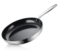 Omgoods - Poêle en acier inoxydable, diamètre 24 cm - Revêtement antiadhésif céramique