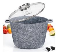 Omgoods - Poêle en marbre avec couvercle - 15 litres, compatible avec toutes les sources de chaleur