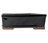 Omgoods - Pot en céramique pour bonsaï, émaillé, sans support intégré - Noir, 20 cm