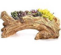 Omgoods - Pot pour plantes en bois flotté artificiel - Récipient en résine pour fleurs - Souche de racine d'arbre vintage - 37,1 x 13 x 10,9 cm - Design réaliste - Adapté aux plantes grasses - Pot à f
