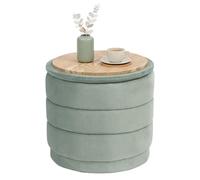 Omgoods - Pouf rond Bonlife avec compartiment de rangement - Multifonctionnel et élégant, couleur bleu sauge