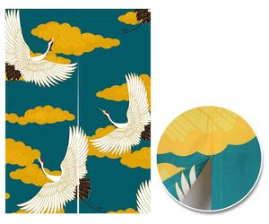 Omgoods - Rideau de porte japonais "noren" avec double motif - Décoration sushi, 85x120 cm