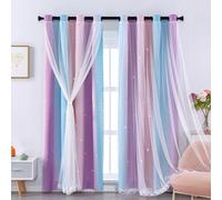 Omgoods - Rideaux occultants noirs pour chambre d'enfant - Motifs d'étoiles, 52 x 84 pouces