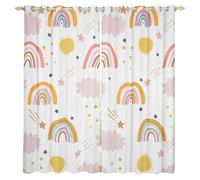 Omgoods - Rideaux occultants style bohème, arc-en-ciel, pour filles - 2 panneaux, motifs de nuages dessinés