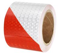 Omgoods - Ruban adhésif réfléchissant, 20 mètres x 10 cm - Ruban de sécurité rouge et blanc