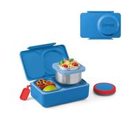 Omie Box UP Boîte à bento pour enfants | Boîte à déjeuner isotherme | Bocal alimentaire isotherme anti-fuite | Poche de glace glacière | 2 compartiments (bleu cosmique)