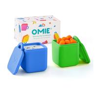 Omie OmieBox Lot de 2 récipients étanches à emporter pour vinaigrette, condiments avec couvercles - Silicone de qualité alimentaire - 118 ml (bleu mer/vert)