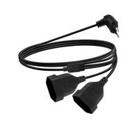 OMIGA Rallonge Plate 2 en 1 Multiprise Extra Plate 250 V/2.5 A Max Rallonge | Prise Fiche Plate pour TV Ordinateur Moniteur Beamer Lampe Appareils Ménagers (2m / Noir)