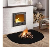 OMIGA Tapis Anti Feu Devant Cheminee Plaque Protection Poele a Bois 60x40cm | Lgnifuge Imperméable et Facile à Nettoyer Pour protéger le sol des étincelles Noir