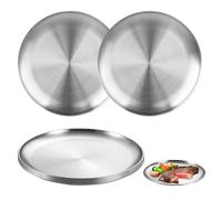 OMJMYY 6 Pièces Assiette Inox Camping Φ20 cm Rondes en Acier Inoxydable pour Pique-nique Randonnée Cuisine Fête Barbecue