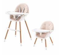 Omna | Chaise haute 3 en 1 - Beige - Ultra-légère - Avec plateau amovible et harnais de sécurité