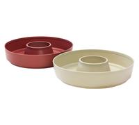 Omnia Moule en Silicone Duo pour Four, Antiadhésif, Forme Ronde, Passe au Four 260°C, Lavage à la Main, Pour Donut, Coloris Beige et Bordeaux, Lot de 2