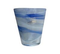 Omniacasa, Lot de 6 verres à eau en verre de Murano, fabrication artisanale, décorés avec effet vagues, couleur blanc et bleu, fabriqués en Italie, élégants pour table, idée cadeau