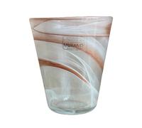 Omniacasa, Lot de 6 verres à eau en verre de Murano, fabrication artisanale, décorés avec effet vagues, couleur blanc et marron, fabriqués en Italie, élégants pour table, idée cadeau
