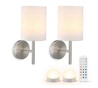 Omniance Calista Applique Murale Rechargeable Sans Fil, Lampe de Chevet | Sur batterie; sans perçage ni câblage; USB-C; RGB variable, blanc chaud; télécommande, minuterie; aluminium argent satiné