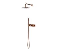 OMNIRES Contour - Set de douche avec mitigeur encastré, avec corps d’encastrement, diamètre 25 cm, cuivre brossé SYSCT10CPB