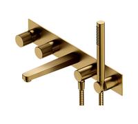 OMNIRES Contour - Mitigeur de baignoire encastré, installation 5 trous, avec corps d'encastrement, avec accessoires, doré brossé CT8037-1GLB