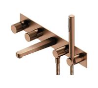 OMNIRES Contour - Mitigeur de baignoire encastré, installation 5 trous, avec corps d'encastrement, avec accessoires, cuivre brossé CT8037-1CPB