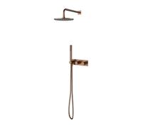 OMNIRES Contour - Set de douche avec mitigeur encastré, avec corps d’encastrement, diamètre 25 cm, cuivre brossé SYSCT10CPB