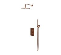 OMNIRES Contour - Set de douche avec thermostat encastré, corps d’encastrement, diamètre 25 cm, cuivre brossé SYSCT11CPB