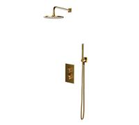 OMNIRES Contour - Set de douche avec thermostat encastré, corps d’encastrement, diamètre 25 cm, or brossé SYSCT11GLB