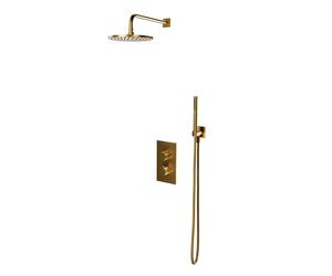 OMNIRES Contour - Set de douche avec thermostat encastré, corps d’encastrement, diamètre 25 cm, or brossé SYSCT11GLB