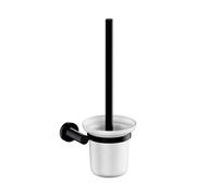 OMNIRES Modern Project - Brosse WC murale avec support, verre laiteux/noir mat MP60620BL