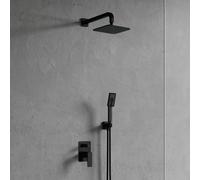OMNIRES Parma - Set de douche avec mitigeur encastré, corps d’encastrement, 20x20 cm, 3 jets, noir mat SYSPM10BL