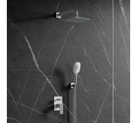 OMNIRES Parma - Set de douche avec mitigeur encastré, corps d’encastrement, 20x20 cm, 3 jets, chrome/blanc SYSPM16ACRB