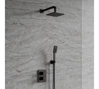 OMNIRES Parma - Set de douche avec mitigeur encastré, avec corps d’encastrement, 20x20 cm, 3 jets, graphite SYSPM11GR