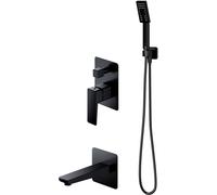 OMNIRES Parma - Mitigeur de baignoire encastré, installation 3 trous, avec corps d'encastrement, avec accessoires, noir mat SYSPMW01BL