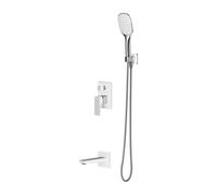 OMNIRES Parma - Mitigeur de baignoire encastré, montage 3 trous, avec corps d'encastrement, avec accessoires, chrome/blanc SYSPMW01CRB