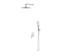 OMNIRES Parma - Set de douche avec mitigeur encastré, corps d’encastrement, 20x20 cm, 3 jets, chrome/blanc SYSPM16ACRB