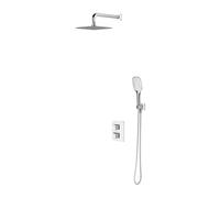 OMNIRES Parma - Set de douche avec thermostat encastré, corps d’encastrement, 20x20 cm, 3 jets, chrome/blanc SYSPM17ACRB