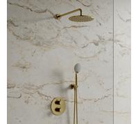 OMNIRES Y - Set de douche avec thermostat encastré, corps d’encastrement, diamètre 25 cm, 5 jets, or brossé SYSYT05GLB