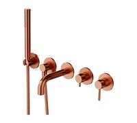 OMNIRES Y - Mitigeur de baignoire encastré, installation 5 trous, avec corps d'encastrement, avec accessoires, cuivre brossé Y1237-1SCPB